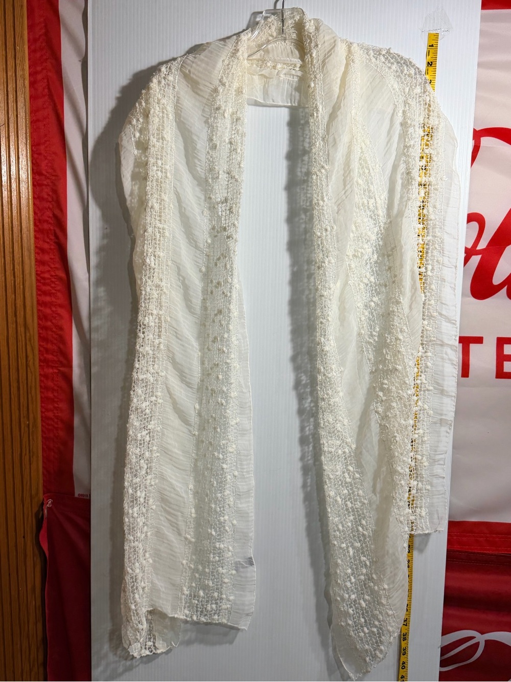 Cream Lace-Detail Women's Scarf - Lightweight Wrap